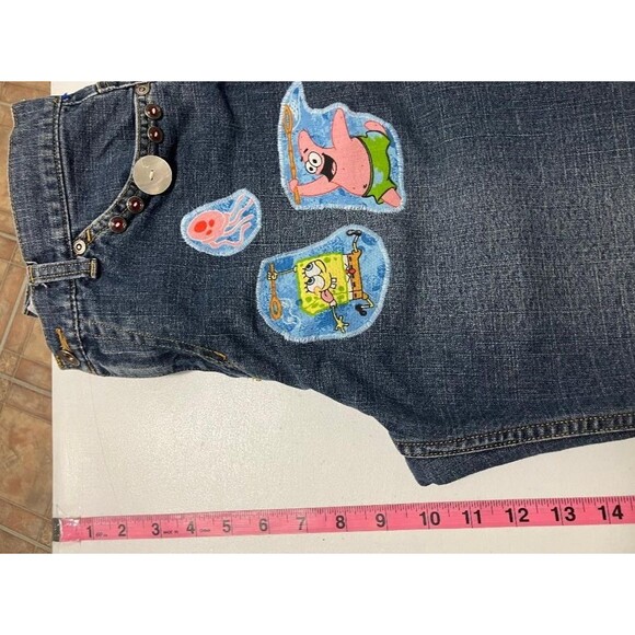 Women's Jones New York Denim Bell Bottom Jeans Sz 6 Custom Patchwork Characters - Picture 15 of 16
